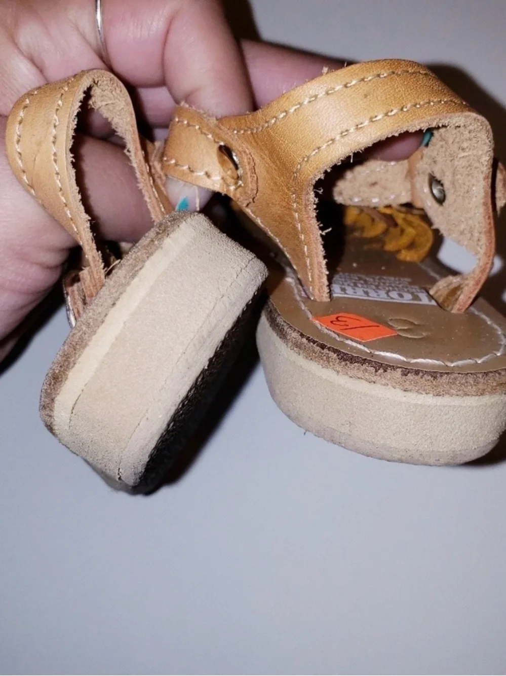 NEW Toddler Girl Tan Sunflower Embroidered Huarache Sandals